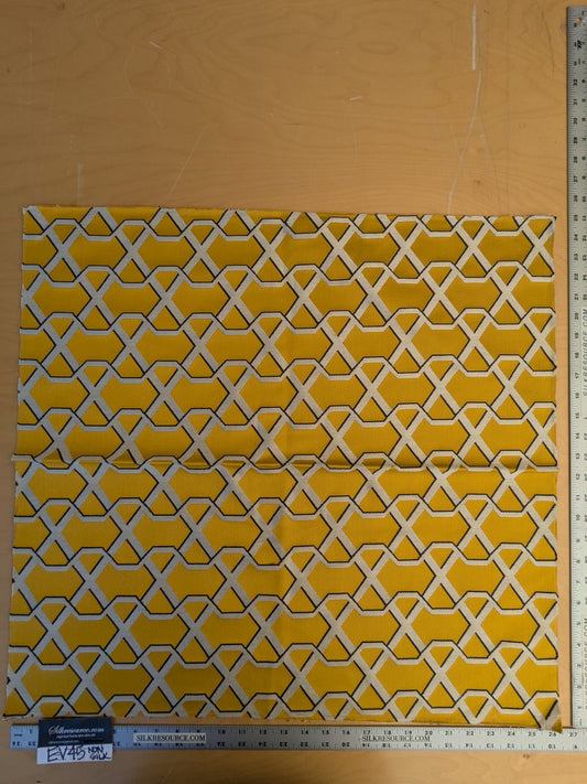 57 EV45 Square Scalamandre Lelievre Ribon Soufre Yellow White Black Jacquard Diamond Ogee Fretwork Lattice Large Jacquard MSRP USD 300+/y