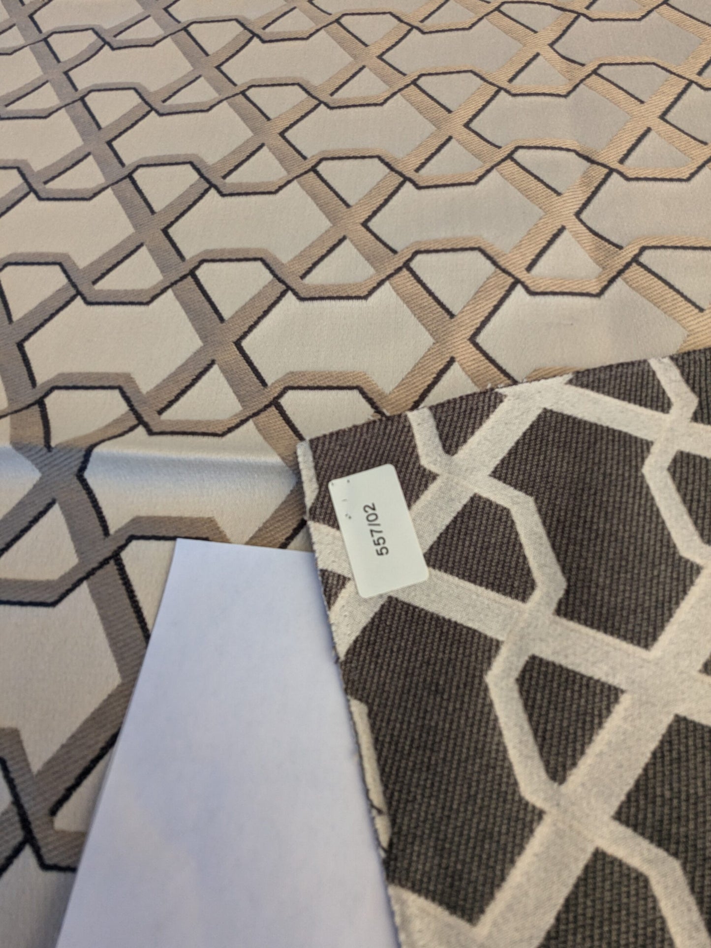 59 EV45 Square Scalamandre Lelievre Ribon Cream White White Beige Jacquard Diamond Ogee Fretwork Lattice Large Jacquard MSRP USD 300+/y