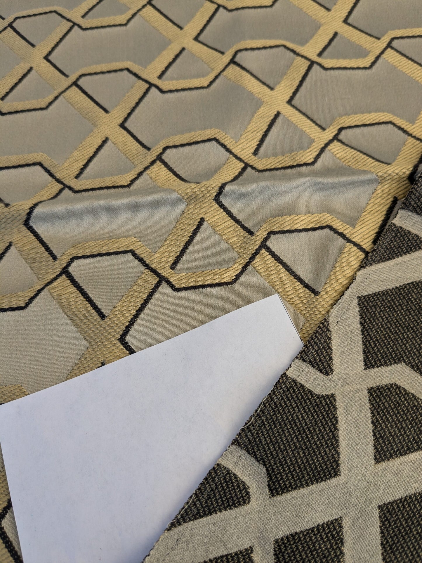 62 EV45 Square Scalamandre Lelievre Ribon Opaline Gray Jacquard Diamond Ogee Fretwork Lattice Large Jacquard MSRP USD 300+/y