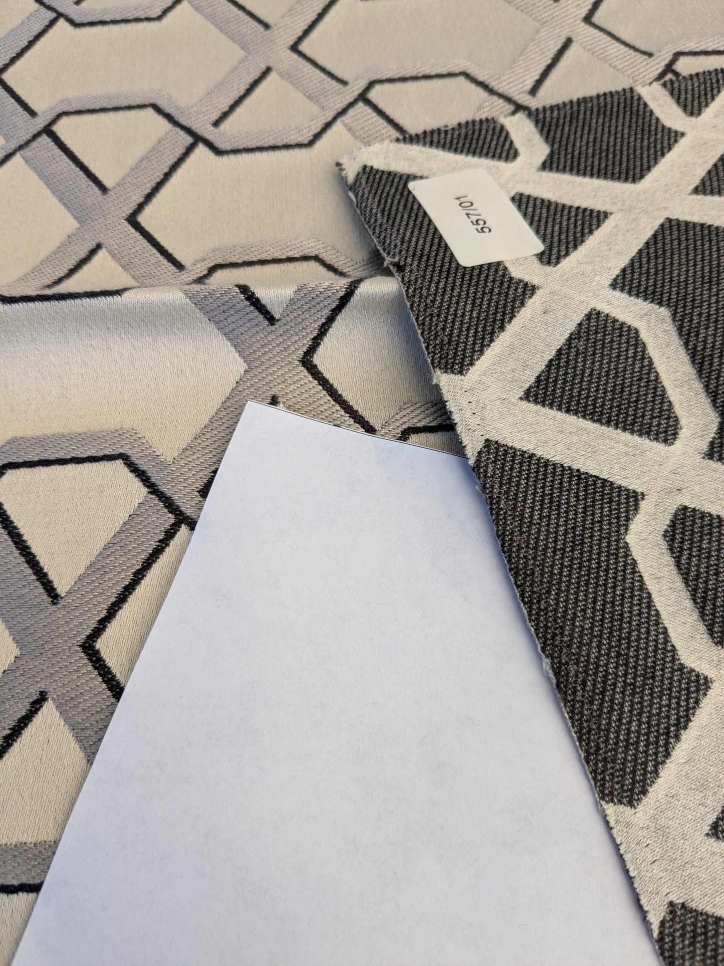 64 EV45 Square Scalamandre Lelievre Ribon Argent Gray Jacquard Diamond Ogee Fretwork Lattice Large Jacquard MSRP USD 300+/y