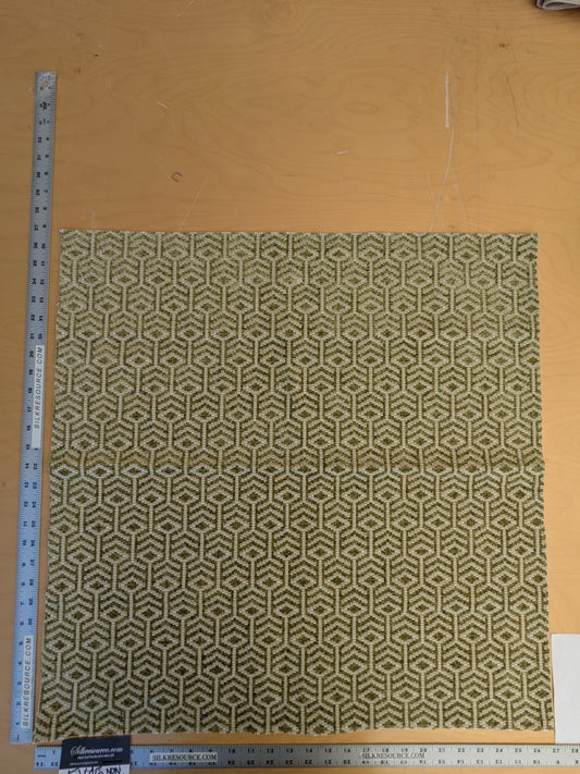 65 EV45 Square Scalamandre Old World Weavers Axial Spring Green White Diamond Ogee Geometric Small Scale MSRP USD 246/y