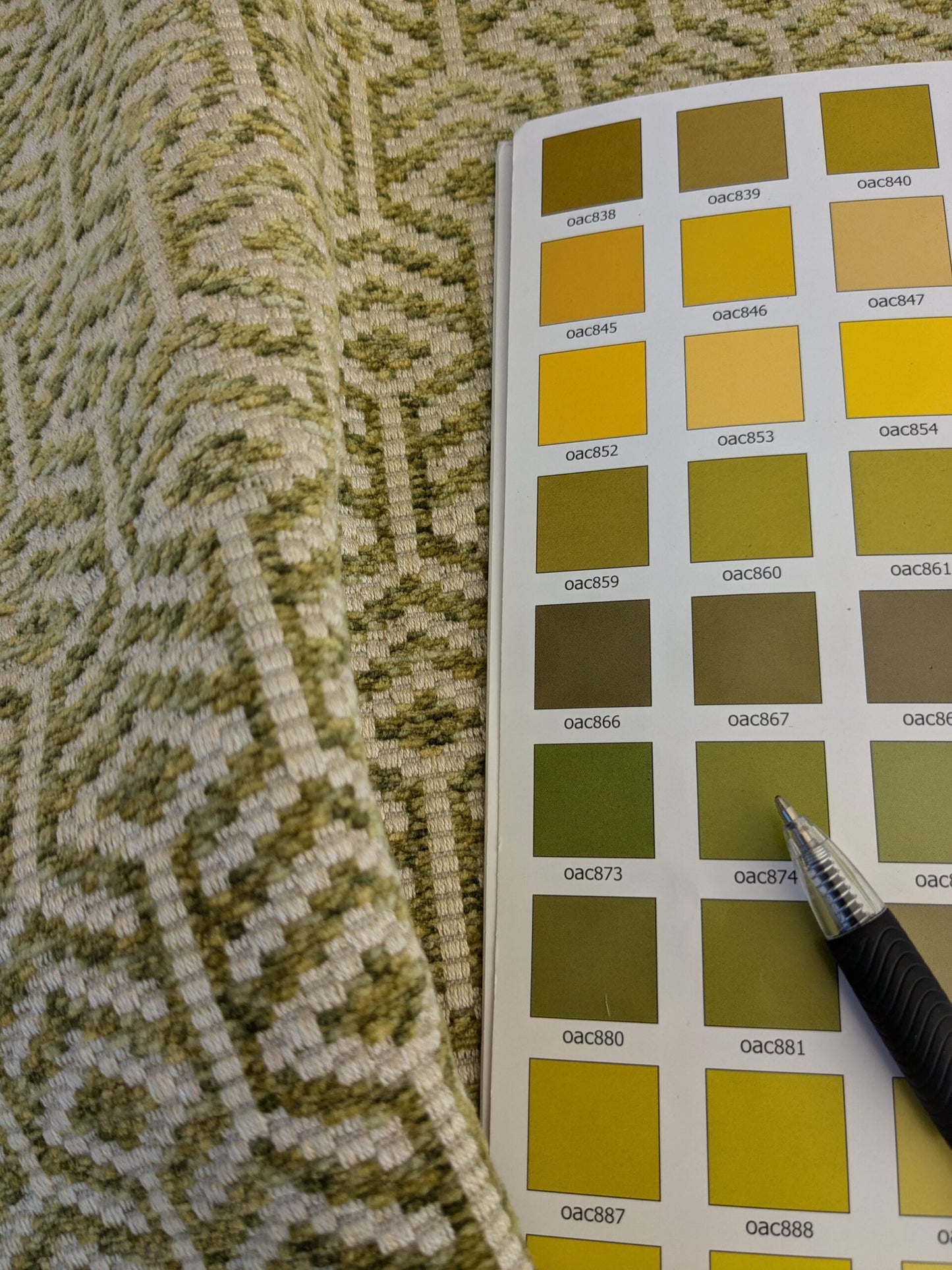 65 EV45 Square Scalamandre Old World Weavers Axial Spring Green White Diamond Ogee Geometric Small Scale MSRP USD 246/y