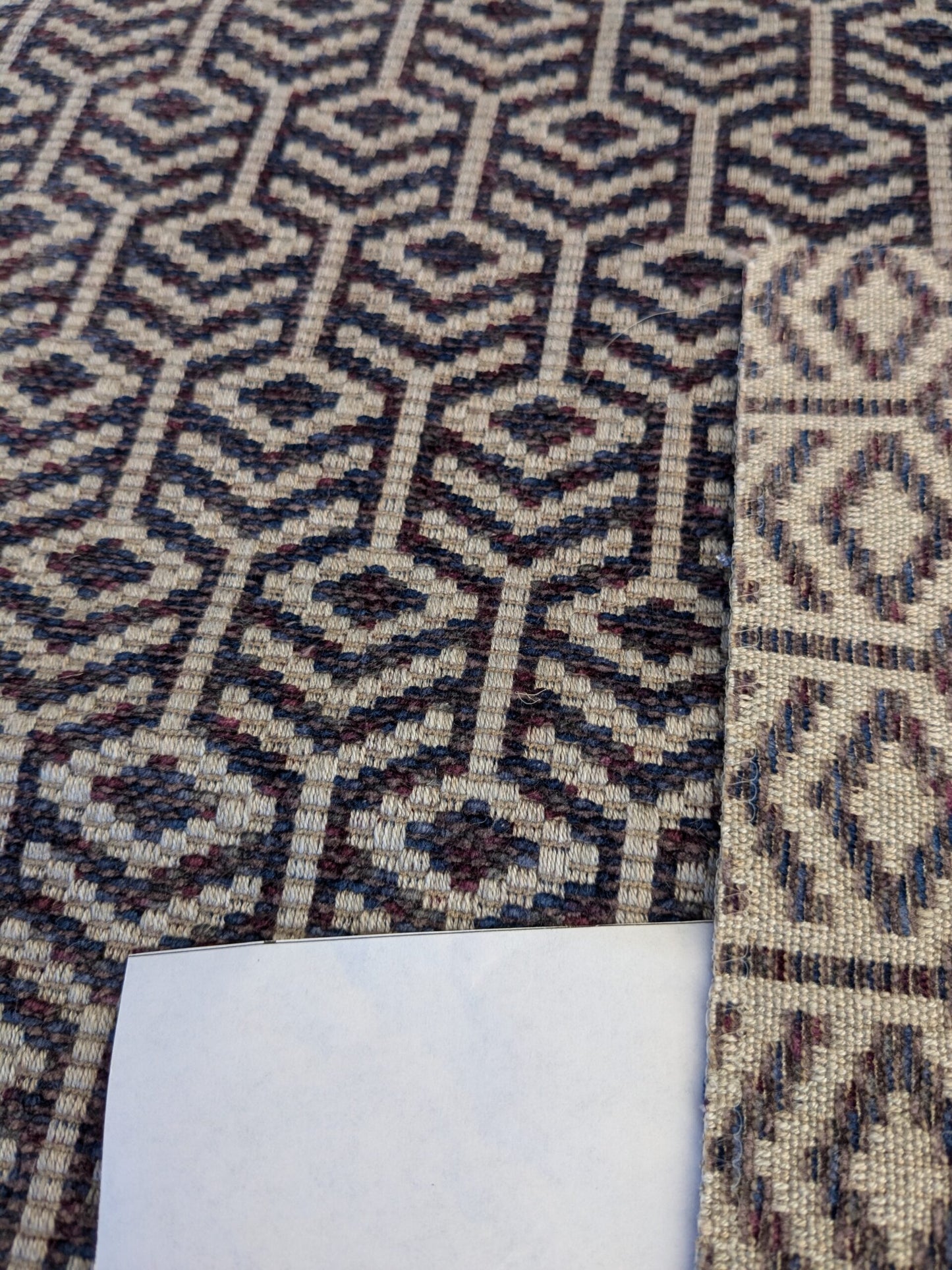 66 EV45 Square Scalamandre Old World Weavers Axial Aubergine Purple White Diamond Ogee Geometric Small Scale MSRP USD 246/y