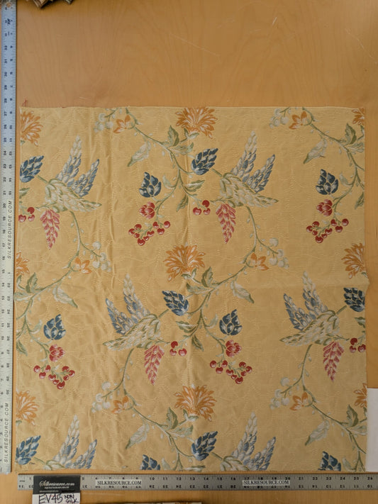 79 EV45 Square Scalamandre Colony Fabrics Artemisia Light Yellow Fruits Floral Botanical Foliage Viscose Cotton MSRP USD300+/y