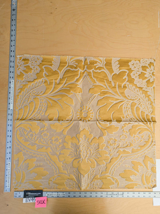 5 EV45 Silk Square 25" x 26" Tassinari and Chatel Volanges Gold Floral Historic MSRP USD1414/y