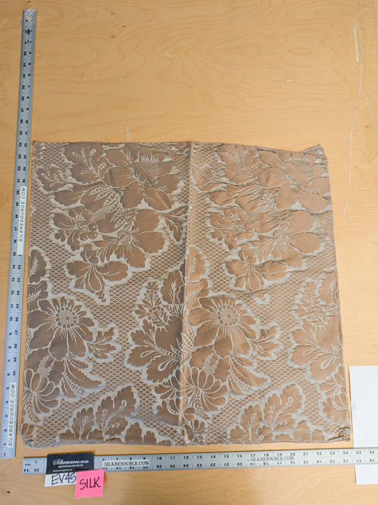 6 EV45 Silk Square 24" x 24" Tassinari and Chatel Volanges Taupe Brown Damask Floral Historic MSRP USD1414/y