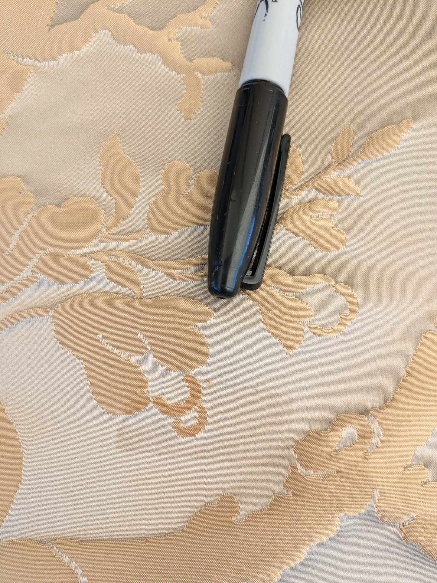 15 EV45 Silk Square 24" x 25" Tassinari and Chatel Argenson Dore Beige Floral Botanical Foliage MSRP USD 1200+/y Small Tape Stain