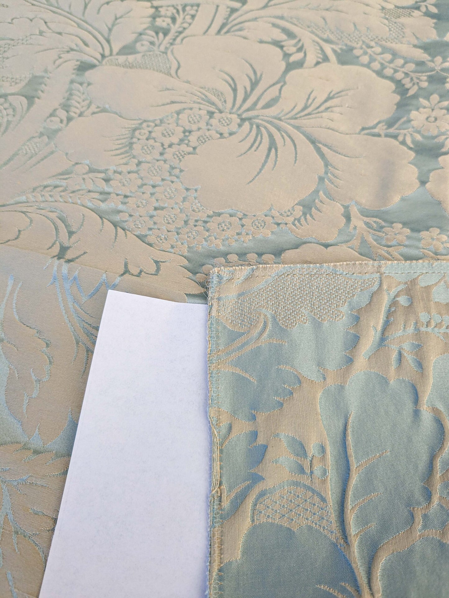 19 EV45 Silk Square 24" x 25" Tassinari and Chatel Ventadour Bleu Blue Damask Floral Historic MSRP USD1758/y