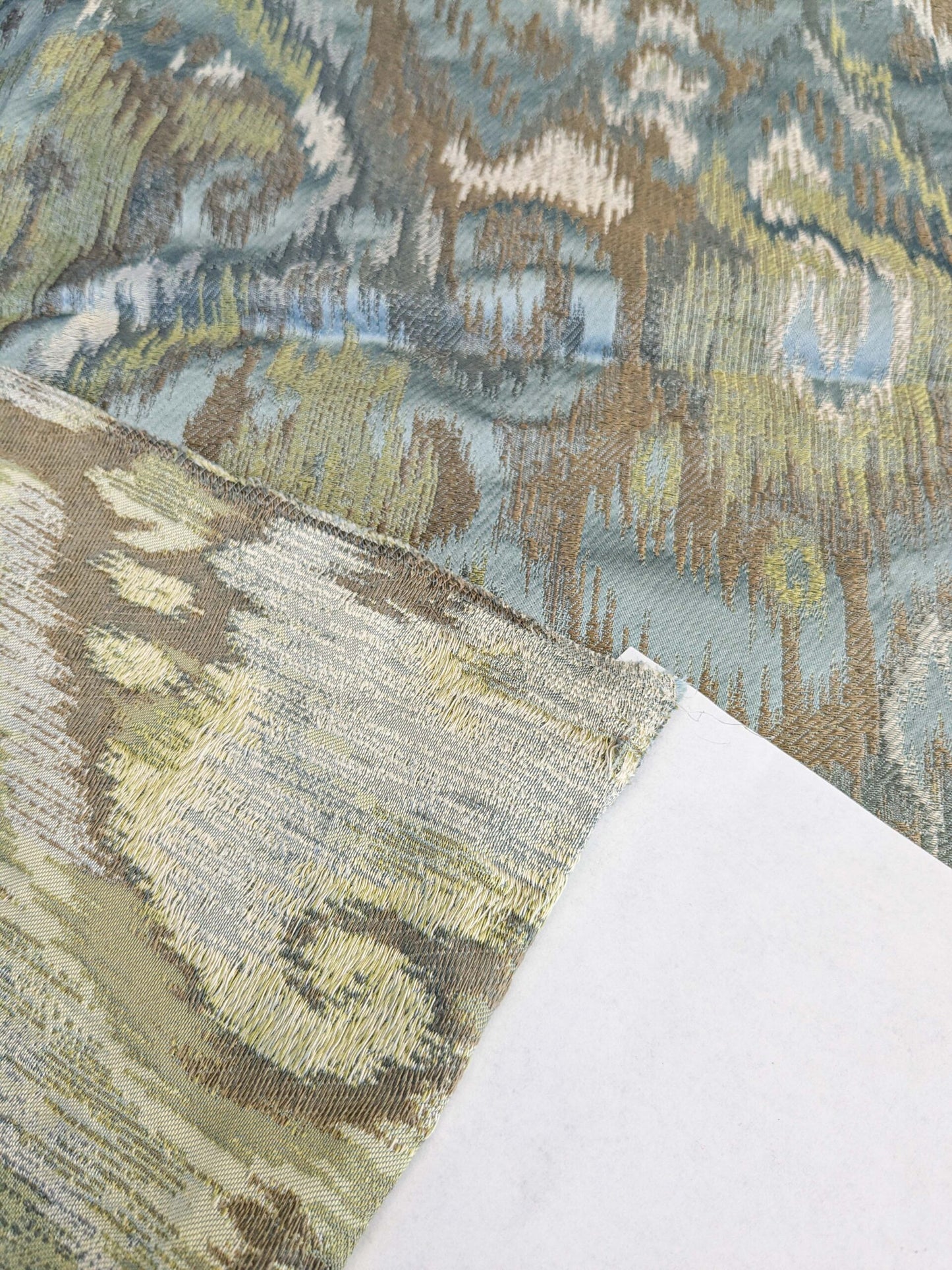 24 EV45 Silk Square 36" x 26" Scalamandre Kalasin Aqua Chatreus Old World Weavers Silk Ikat MSRP USD 624/Y