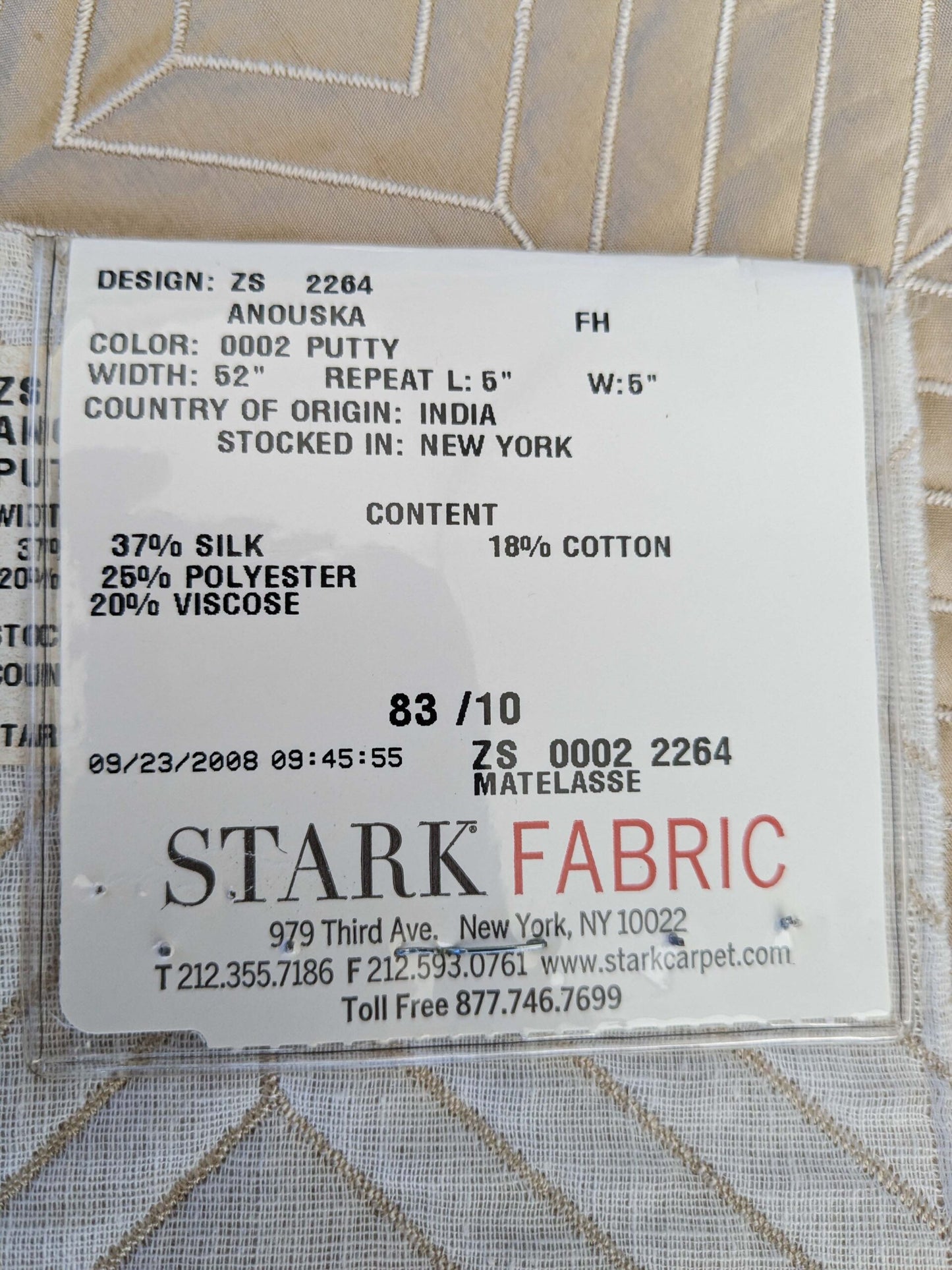 25 EV45 Silk Blend Square 26" x 26" Scalamandre Fonthill Anouska Putty Brown Diamond Ogee Matelasse MSRP USD 554/y