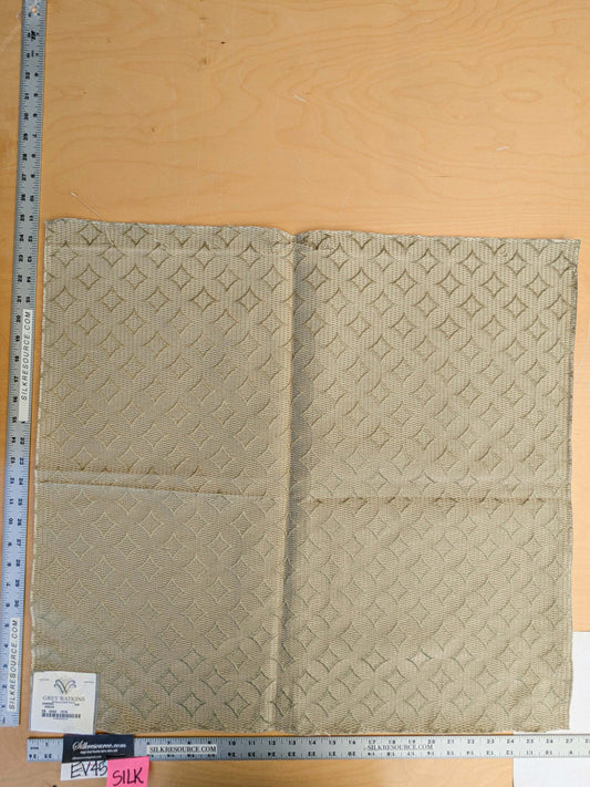 27 EV45 Silk Blend Square 25" x 27" Scalamandre Grey Watkins Gabriel Green Diamond Ogee Geometric Cotton Silk MSRP USD144/y