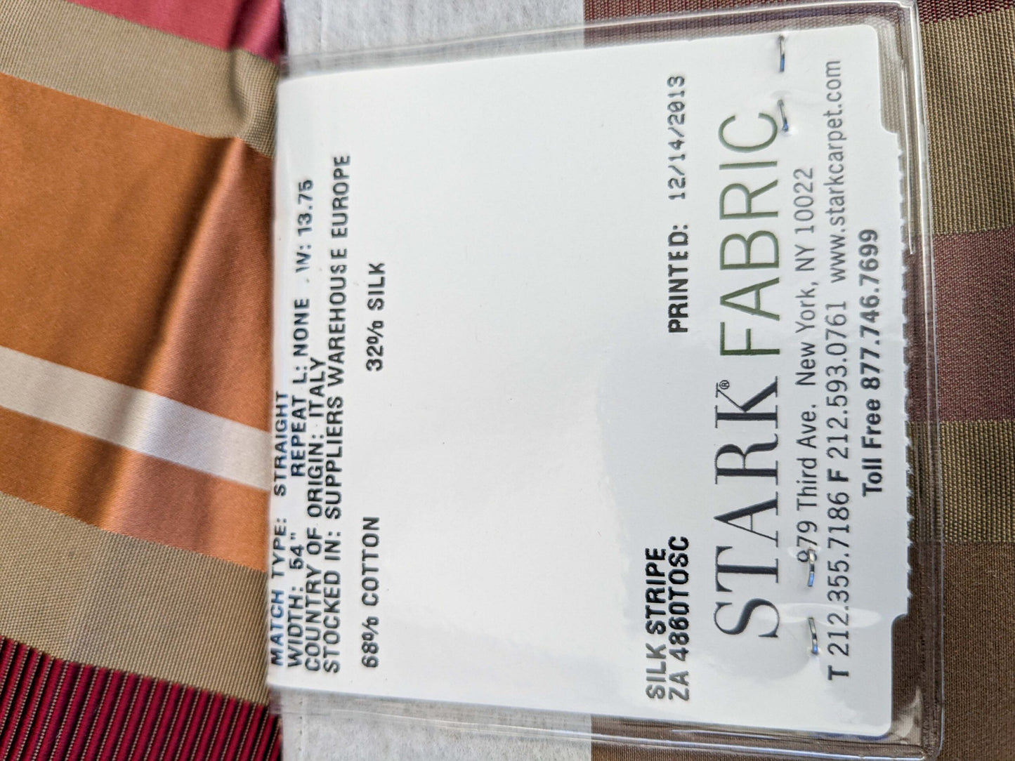 35 EV45 Silk Blend Square 36" x 26" Tosca Stripe Berry Taupe Red Brown Silk Stripe Satin