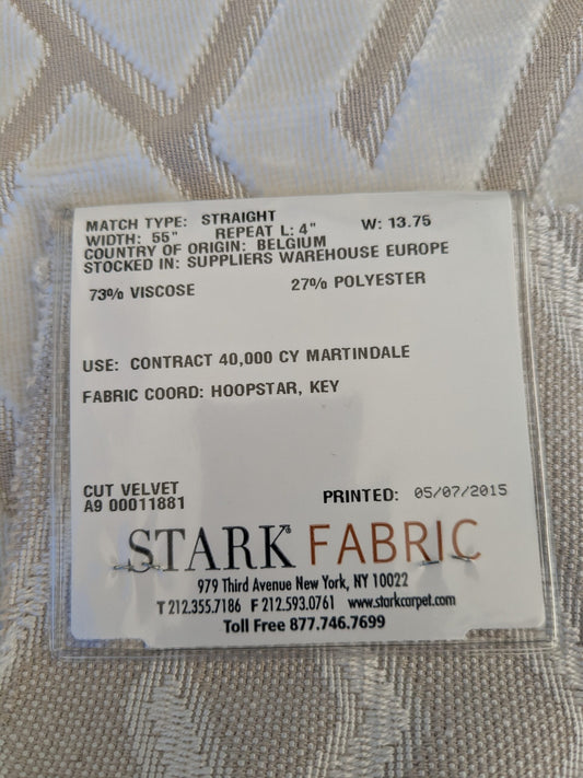 1 EV46 Velvet Square Scalamandre Guest Ivory Cream White Beige Geometric Greek Key Diamond Pattern Polyester Viscose