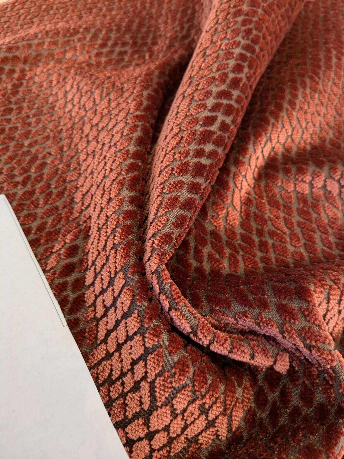 3 EV46 Velvet 18" x 27" Square Scalamandre Iguana Red Small Scale Silk Cotton Jacquard Velvet MSRP USD800+/y