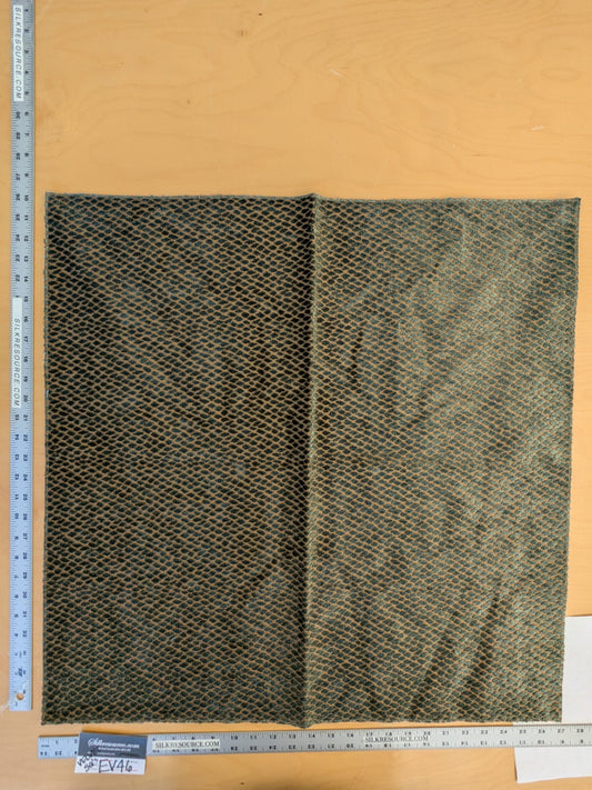 8 EV46 Velvet 26" x 27" Square Scalamandre Iguana Green Brown Small Scale Silk Cotton Jacquard Velvet MSRP USD800+/y