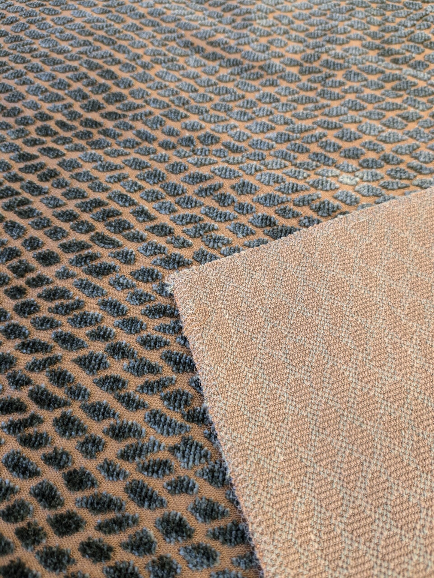 8 EV46 Velvet 26" x 27" Square Scalamandre Iguana Green Brown Small Scale Silk Cotton Jacquard Velvet MSRP USD800+/y