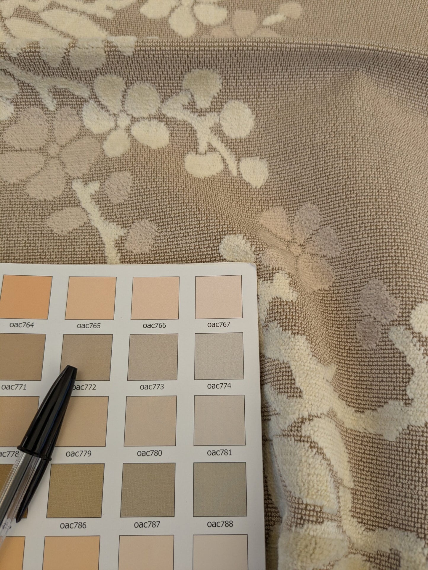 39 EV46 Velvet Square 35" x 27" Scalamandre Grey Watkins Yoshino Nougat Cut Velvet Light Brown Tree foliage Botanical