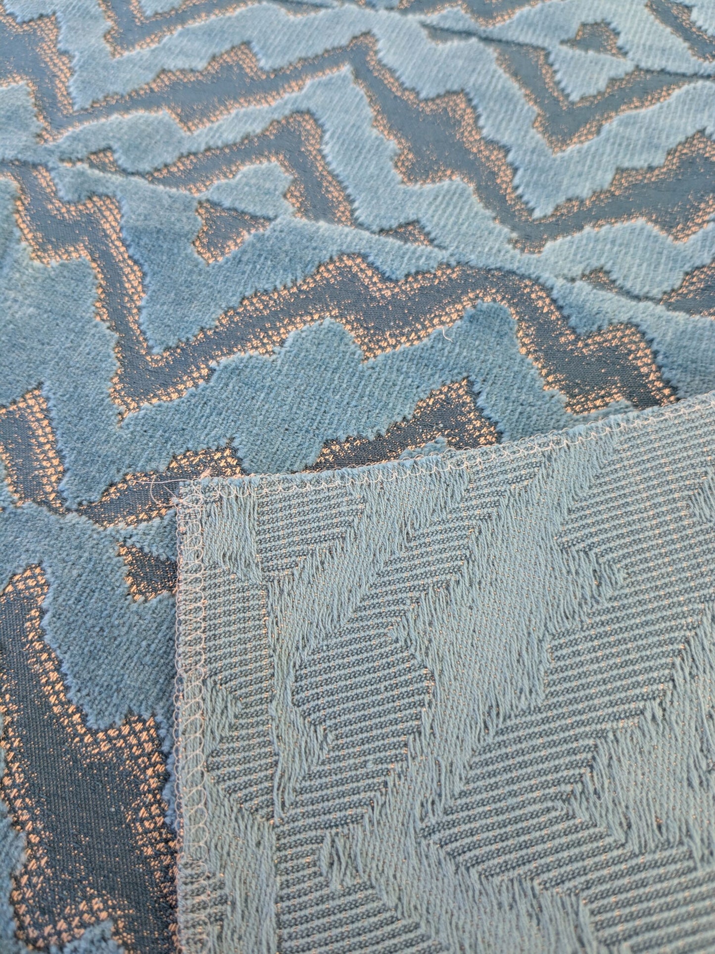 41 EV46 Velvet Square 26" x 26" Scalamandre Echo Velvet Peacock Blue Deep Blue Geometric MSRP USD 316/y