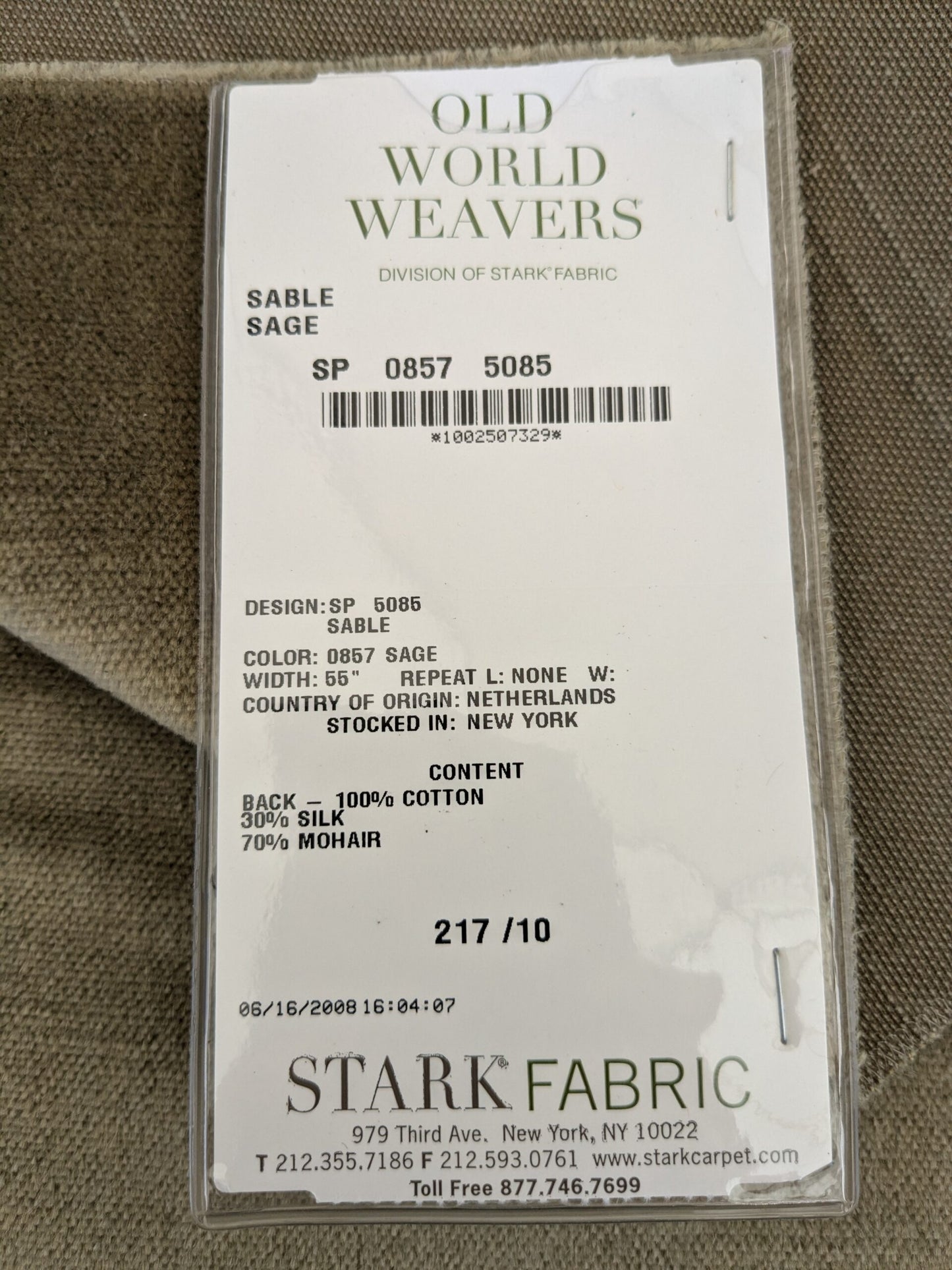 47 EV46 Velvet Square 26"x26" Scalamandre Old World Weavers Sable Sage Solid Silk Mohair Velvet Green