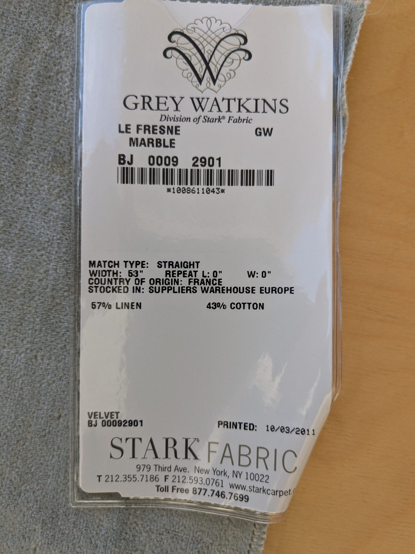 60 EV46 Velvet Square 12" x 26" Scalamandre Grey Watkins Le Fresne Marble Linen Velvet Solid Gray