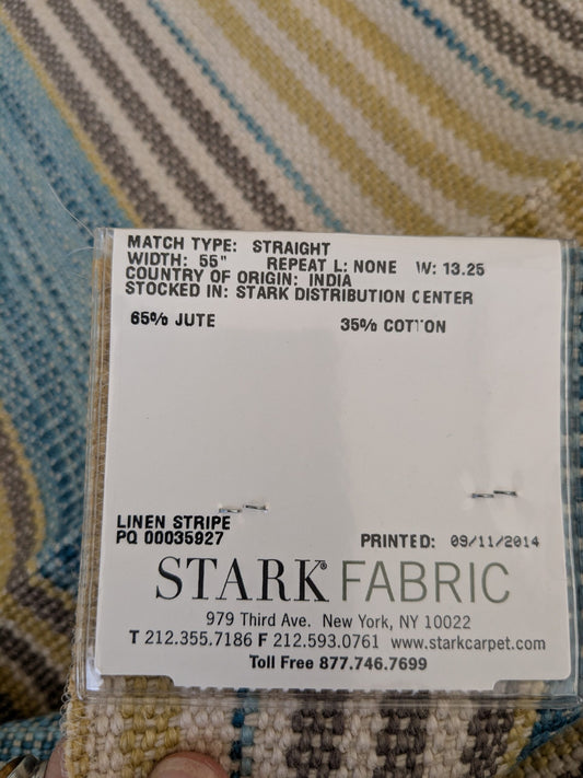 7 EV47 Square Scalamandre Grey Watkins Cuzco Stripe Turquoise Blue Strie Stripe Small Scale Texture MSRP USD262/y