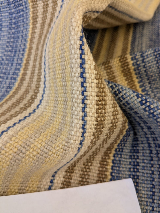 8 EV47 Square Scalamandre Grey Watkins Cuzco Stripe Blue Beige Strie Stripe Small Scale Texture MSRP USD262/y