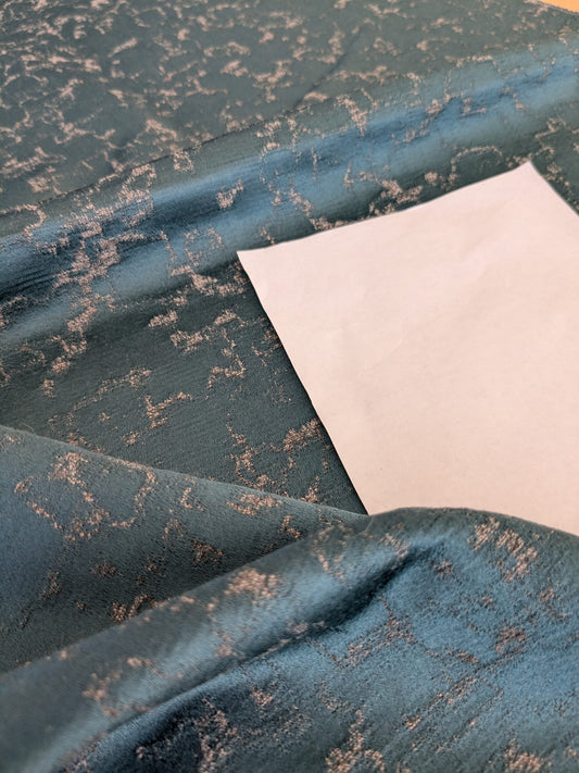 9 EV47 Square Scalamandre Aldeco Misty Baltic on Taupe Small Jacquard Blue Abstract