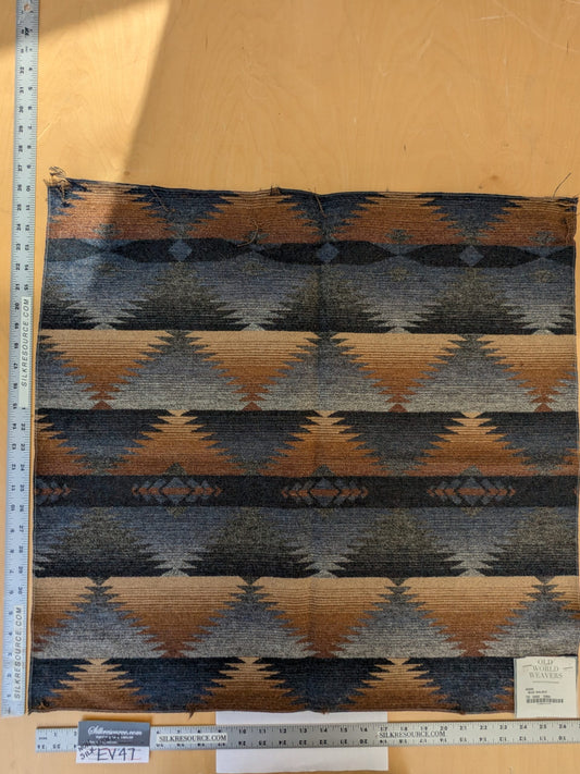 14 EV47 Square Scalamandre Idaho Blue Wallnut 100% Wool Abstract Contemporary