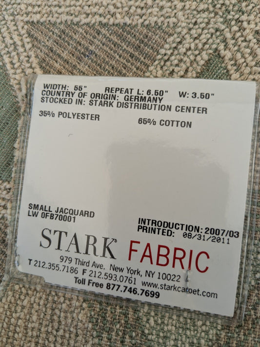 15 EV47 Square Scalamandre Fonthill Vienna Green Small Jacquard Green Beige Polyester Cotton Geometric