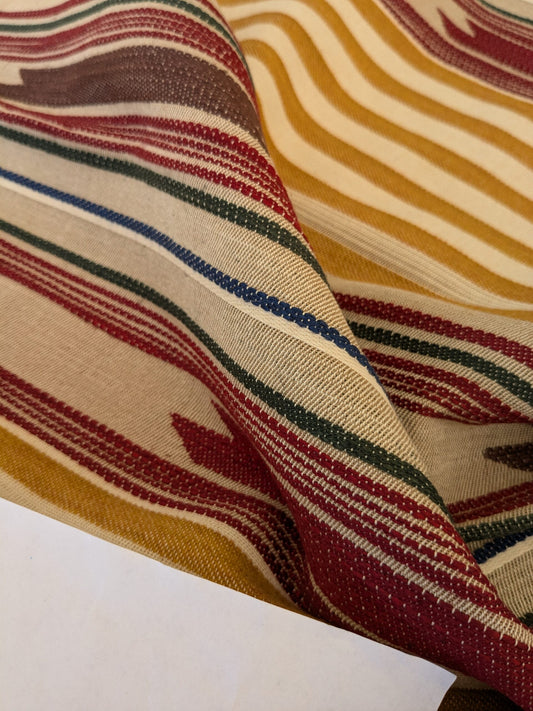 31 EV47 Square Scalamandre Cheyenne Brown Beige Yellow Red Stripe Geometric MSRP USD 300+/y