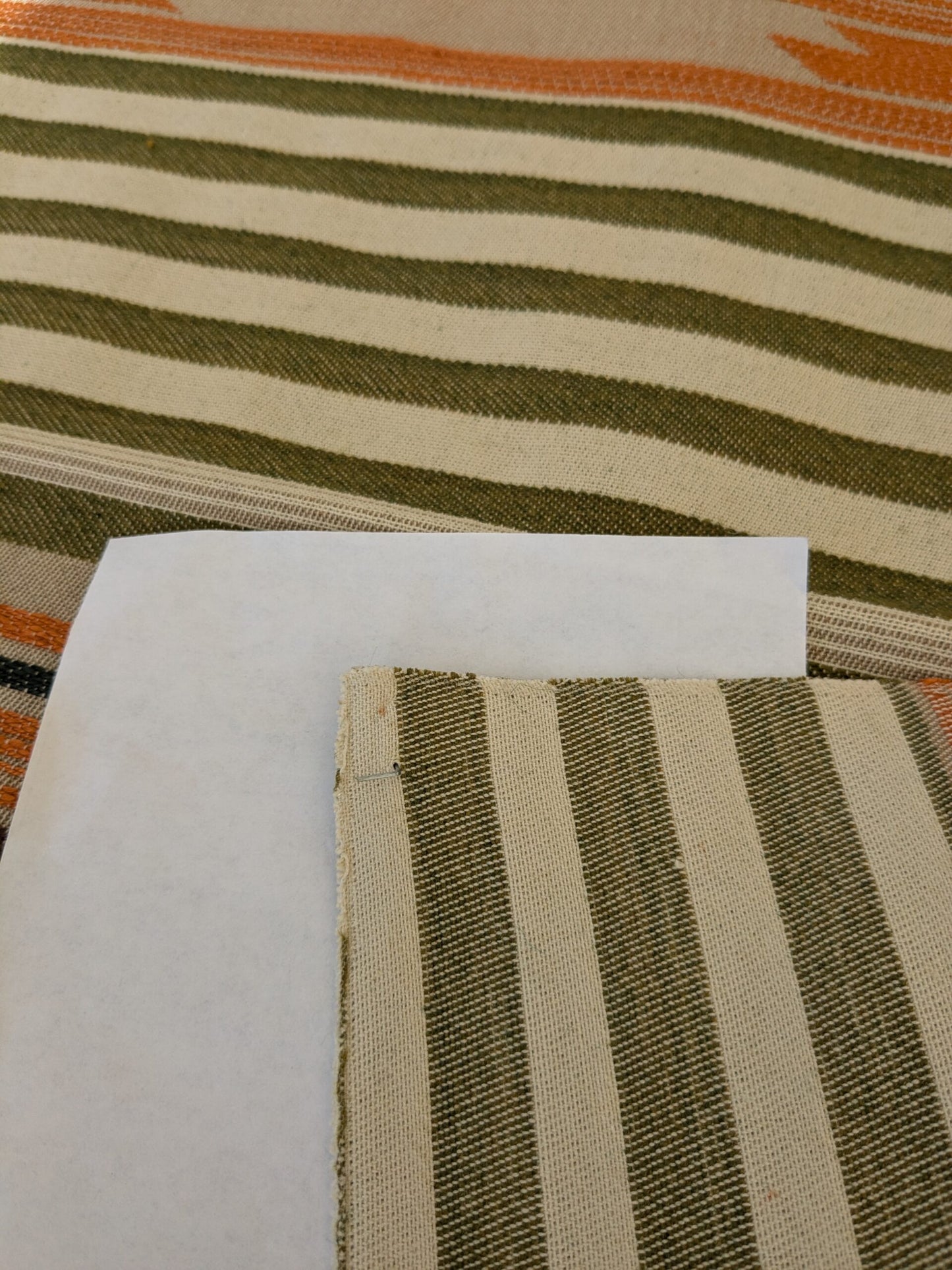 33 EV47 Square Scalamandre Cheyenne Orange Green Brown Beige Stripe Geometric MSRP USD 300+/y