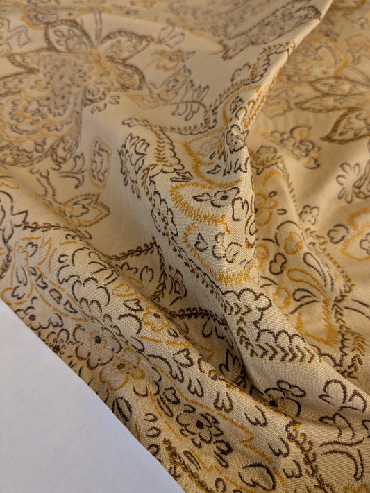 56 EV47 Square Scalamandre Camargue Amber Beige Brown Floral Botanical Foliage Paisley