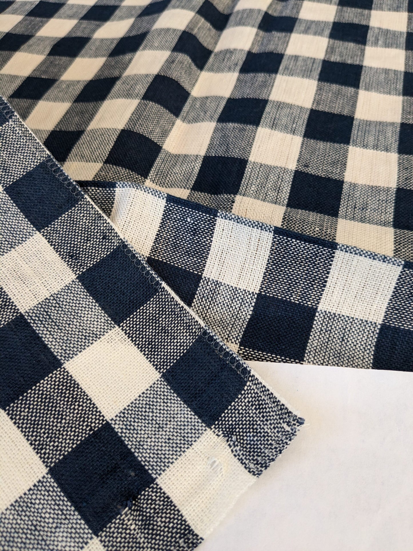 63 EV47 Square Scalamandre Swedish Linen Check Indigo Blue White Plaid Check MSRP USD 150/y