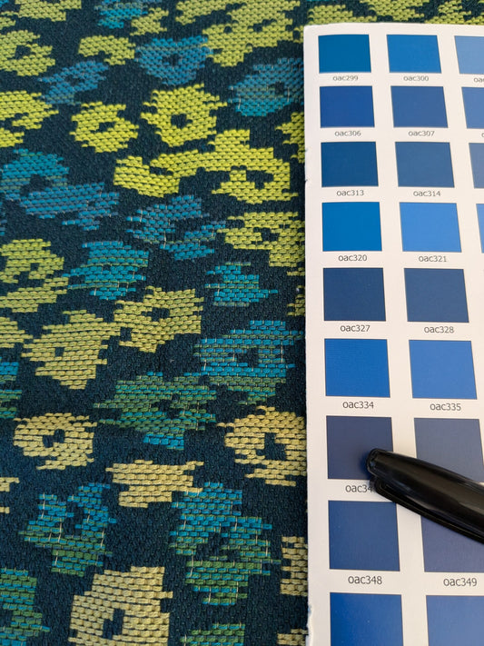 68 EV47 Square Scalamandre Bloom Peacock Green Blue Black Small Scale Dots Cotton MSRP USD300+/y 25"x26"