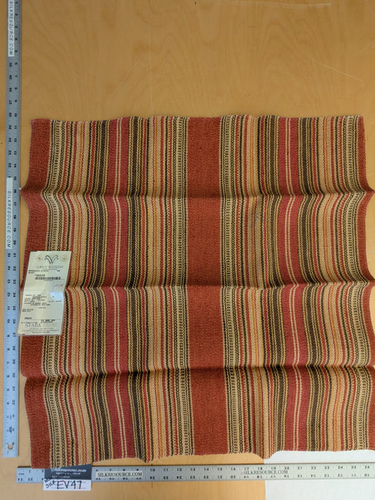 69 EV47 Square Scalamandre Grey Watkins Missouri Stripe Rust Orange Red Brown Jute Cotton