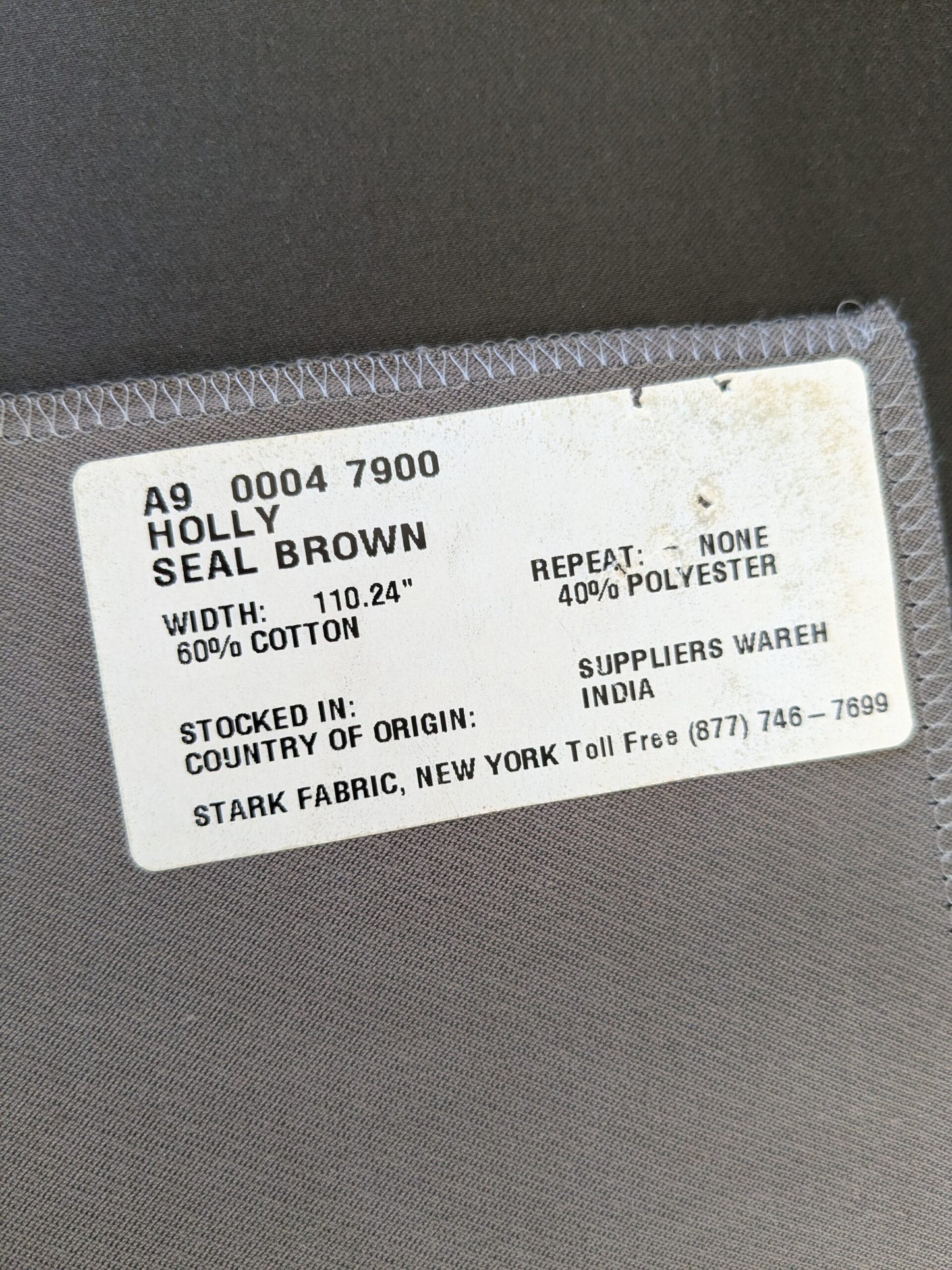 75 EV47 Square Scalamandre Holly Seal Brown Gray Cotton Polyester Plain Solid 27"x27"