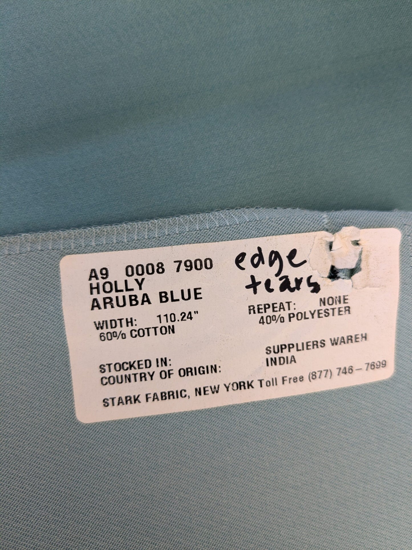 79 EV47 Square Scalamandre Holly Aruba Blue Cotton Polyester Plain Solid 27"x27"