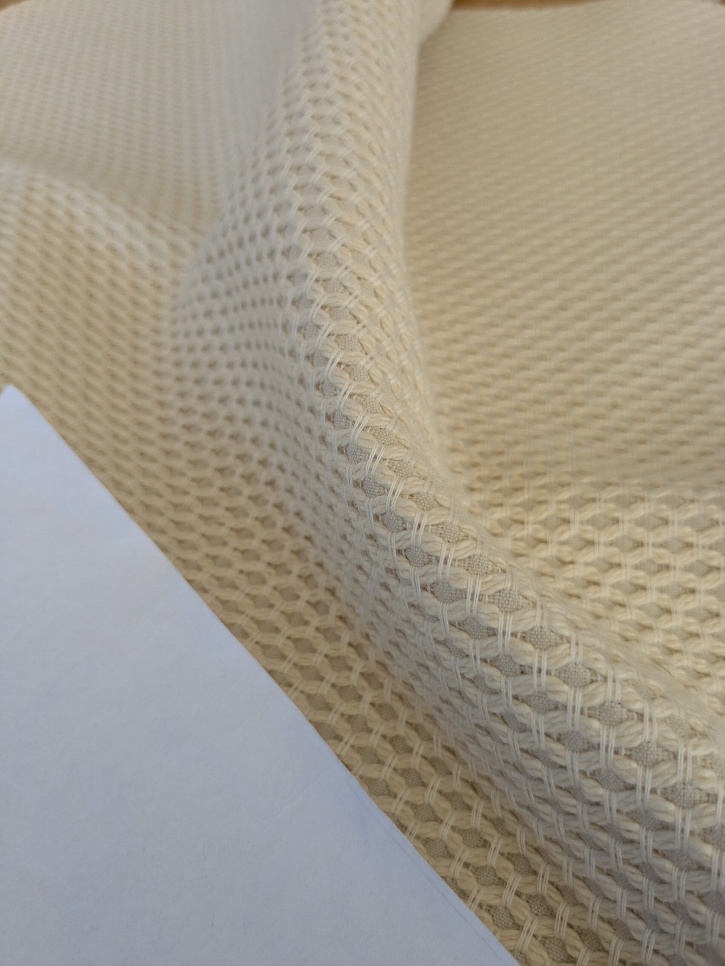 85 EV47 Square Scalamandre Boris Kroll Cortland Weave Ecru Cream White Jacquard Small Scale Texture 22"x27"