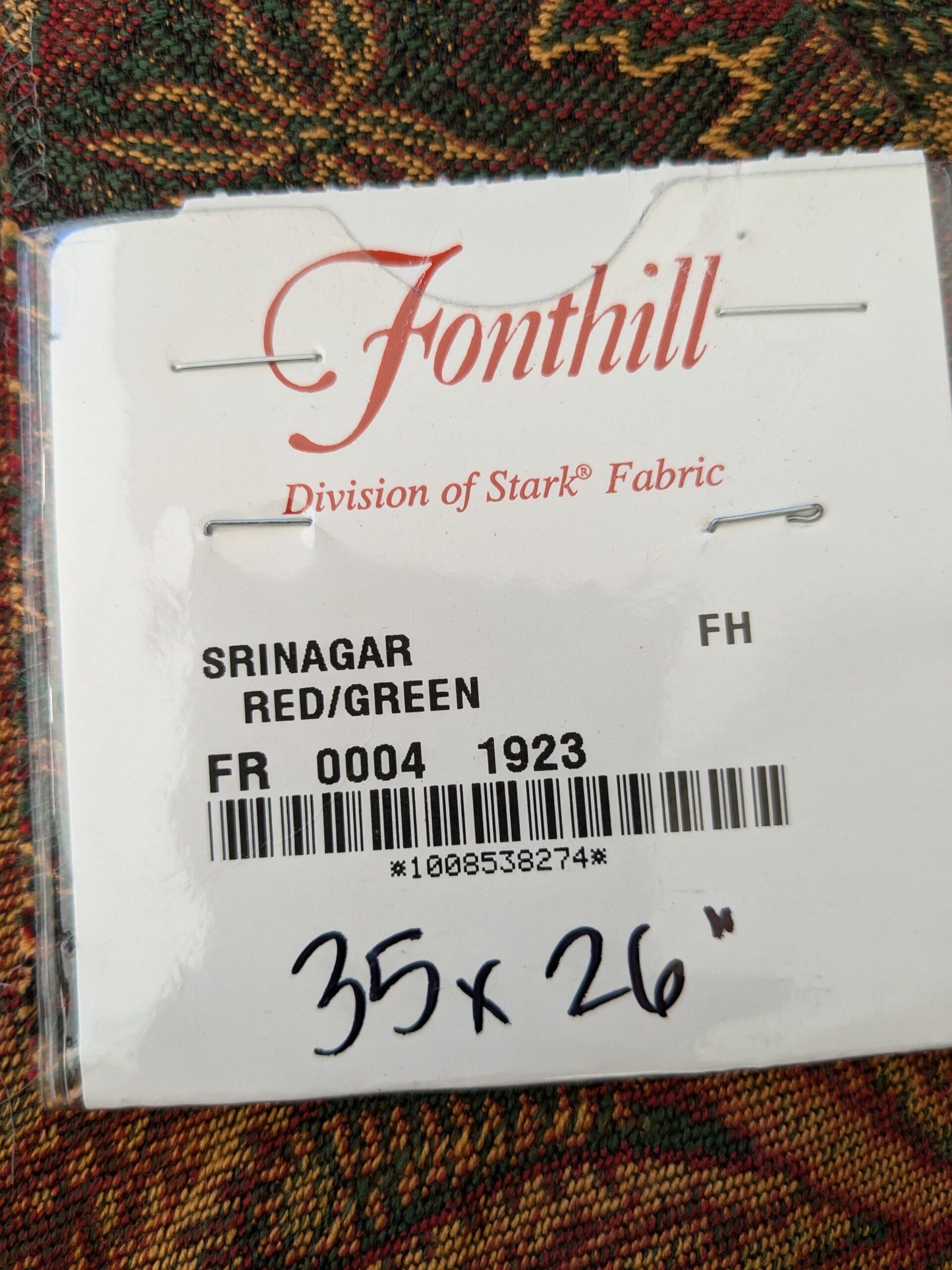 100 EV47 Square Scalamandre Fonthill Srinagar Red Green Red Gold Cotton Paisley Novelty 35"x26"