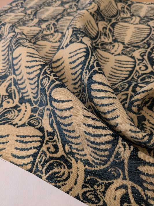 103 EV47 Square Scalamandre Grey Watkins Veneto Pine Blue Beige Jacquard Botanical Foliage Chenille MSRP USD590+/y