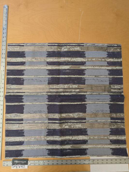 107 EV47 Square Scalamandre Abstract Ikat Blue Gray Stripe