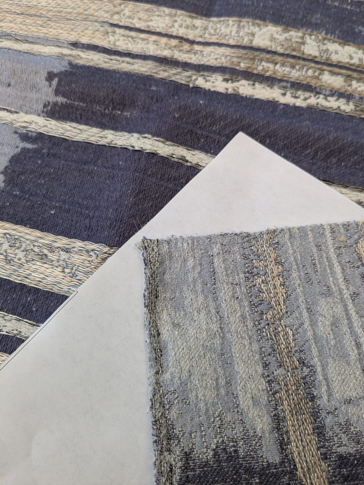 107 EV47 Square Scalamandre Abstract Ikat Blue Gray Stripe