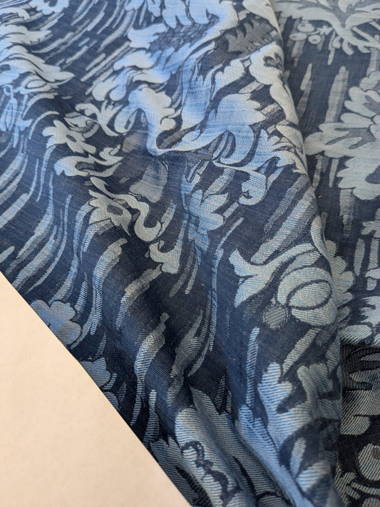 108 EV47 Square Scalamandre Colony Fabrics Villa Ada Blue Damask Floral Foliage Jacquard Cotton Viscose