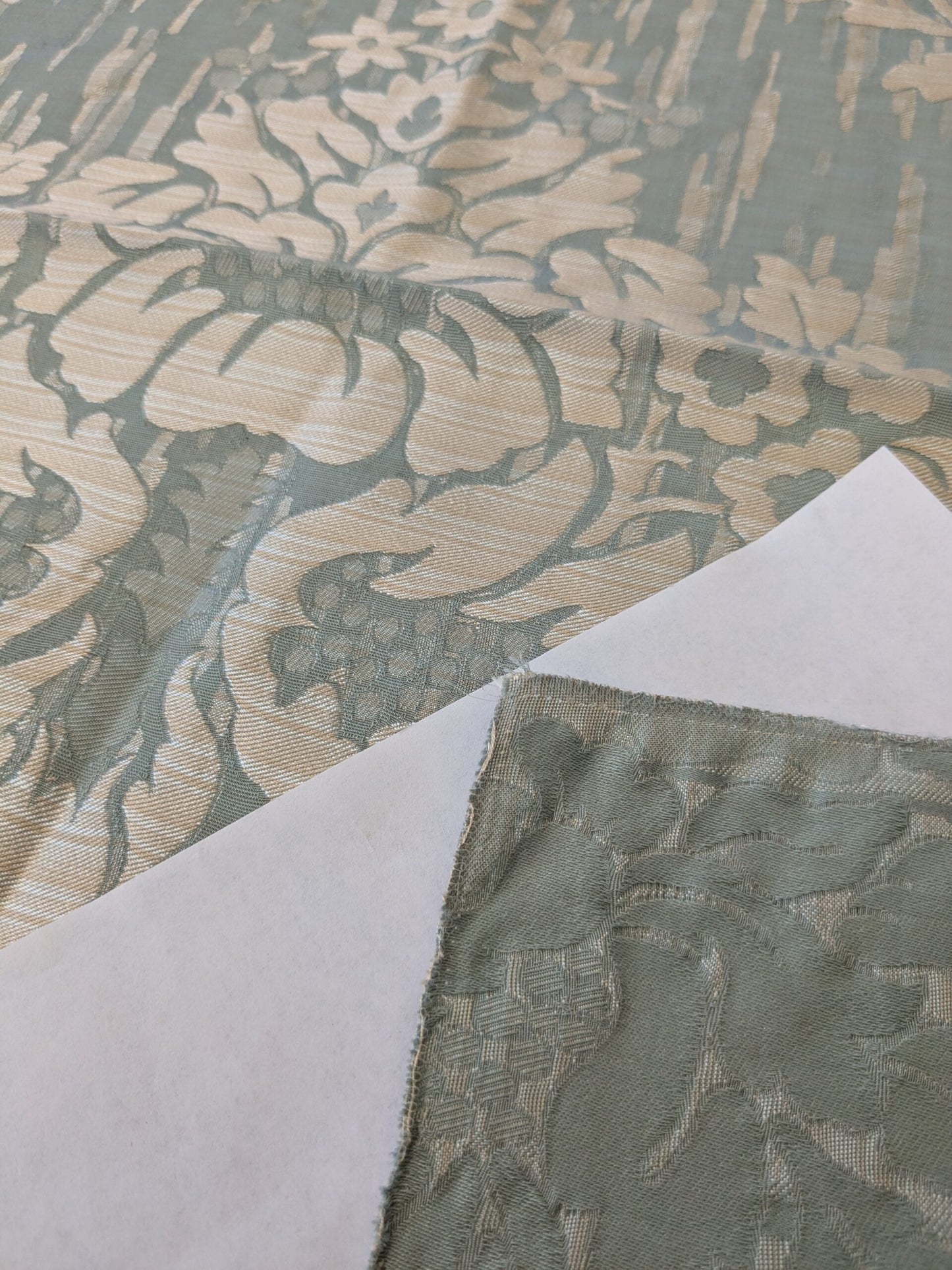 110 EV47 Square Scalamandre Colony Fabrics Villa Ada Light Blue Damask Floral Foliage Jacquard Cotton Viscose