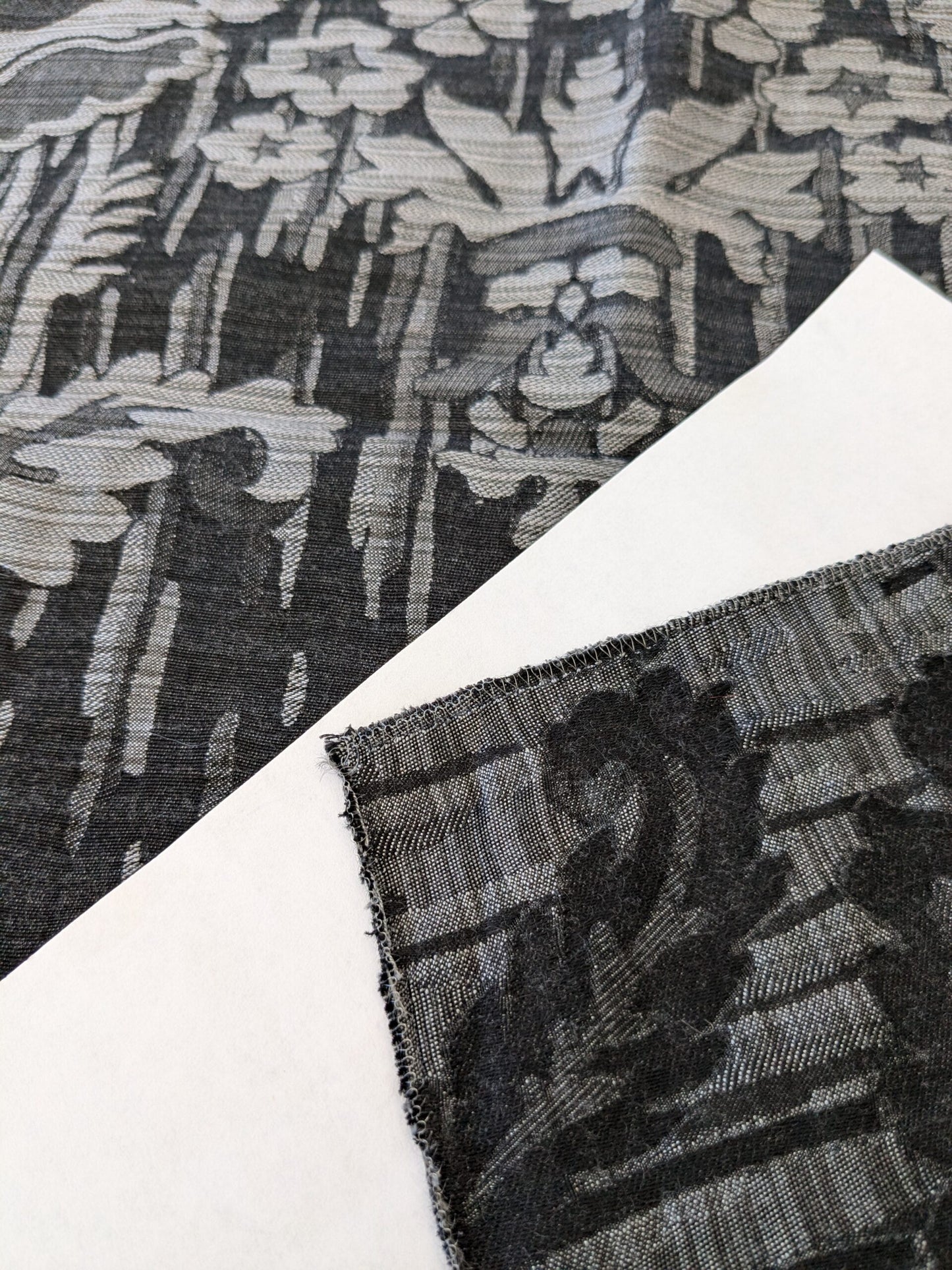 111 EV47 Square Scalamandre Colony Fabrics Villa Ada Black Damask Floral Foliage Jacquard Cotton Viscose