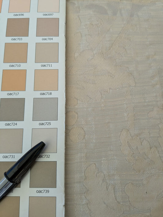 113 EV47 Square Scalamandre Colony Fabrics Villa Ada Beige Damask Floral Foliage Jacquard Cotton Viscose