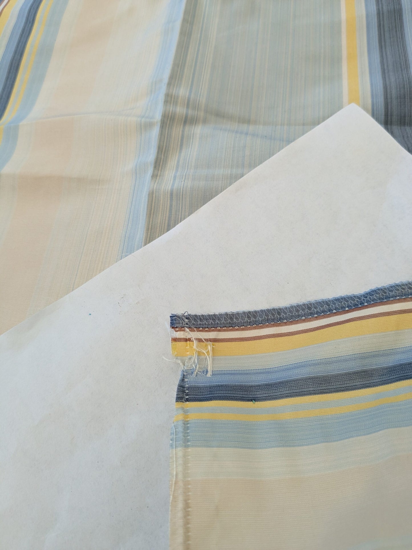 135 EV47 Square Silk Scalamandre Simbolo Stripe Taffeta Creams Yellow Blues MSRP USD 512/y