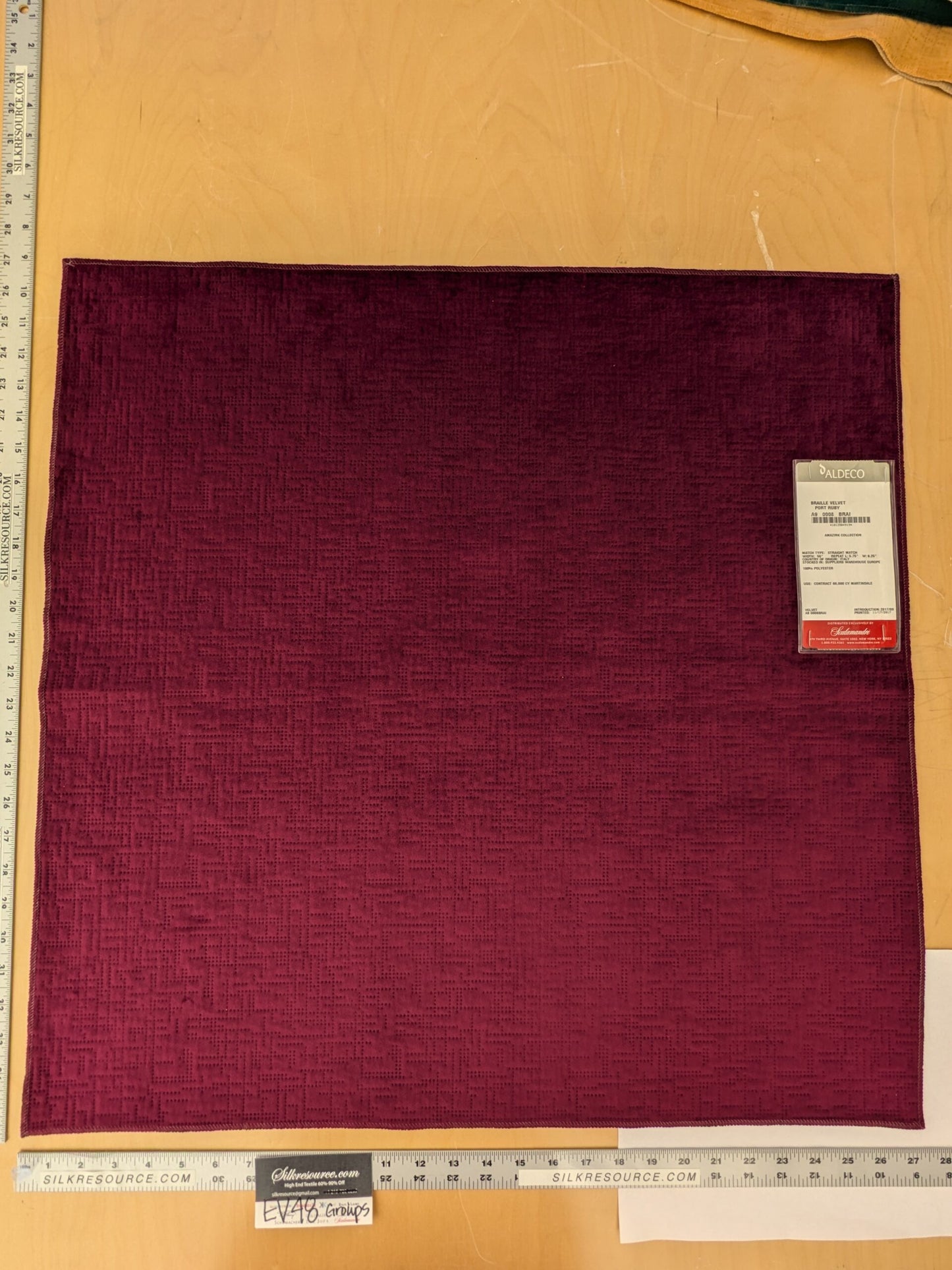 1 EV48 Square Scalamandre Aldeco Braille Velvet Solid Polyester Geometric Small Scale - 8 Pieces of Different Colorways