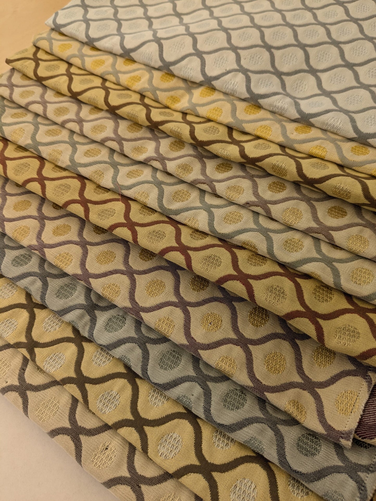 6 EV48 Square Scalamandre Diamond Ogee Pattern - 10 Pieces of Different Colorways 26"x27"