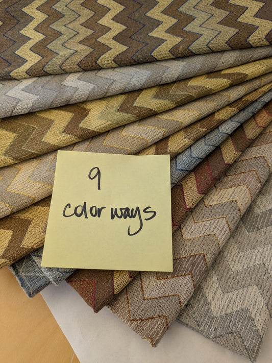 18 EV48 Square Scalamandre Colony Fabrics Polluce Jacquard Chevron Herringbone Small Scale - 9 Pieces of Different Colorways 27"x27"